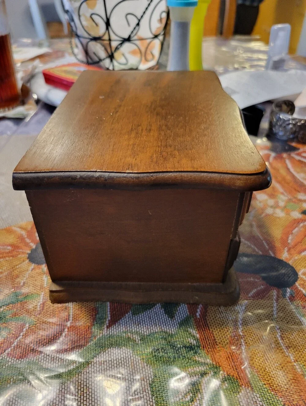Vintage Wooden Jewelry Chest Organizer in Brown